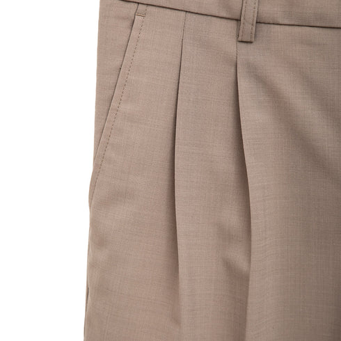Norse projects Benn Relaxed Light Wool Pleated Short Light Khaki N35-06120920 Degli Uberti
